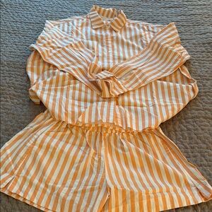 Striped Yellow White Women's Shorts - Lightweight Summer Style